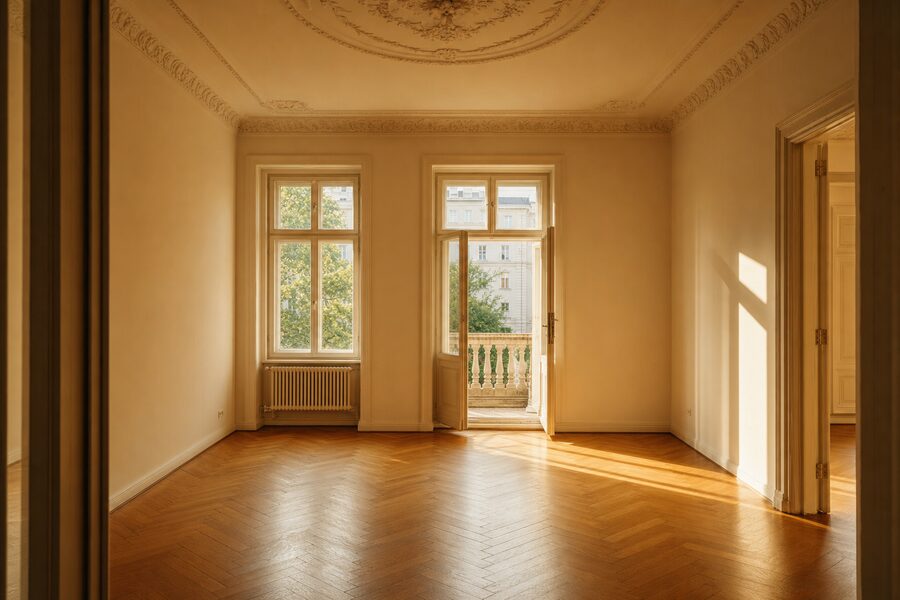 Leeres Wohnzimmer nach der Haushaltsauflösung