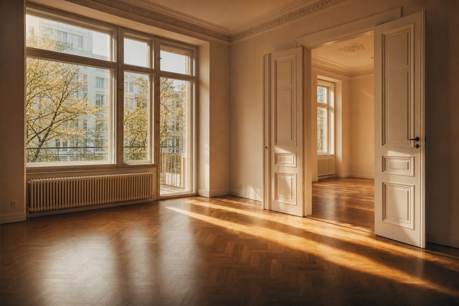 Aufgeräumter, besenrein übergebener Wohnraum nach professioneller Haushaltsauflösung in Berlin